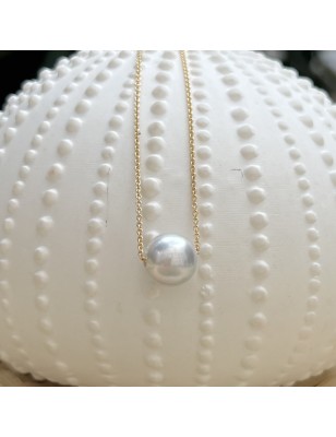 white Tahitian pearl 18K gold necklace price - perla Tahiti