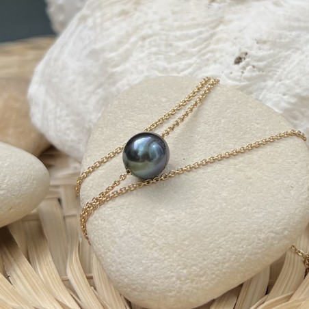 Tahitian pearl yellow gold necklace price - perla tahiti