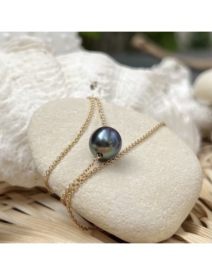 Tahitian pearl yellow gold necklace price - perla tahiti