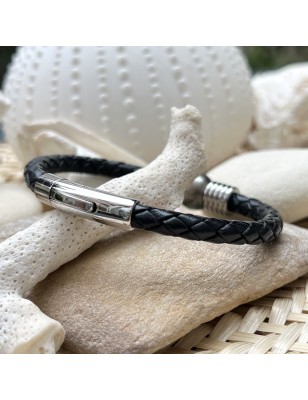 Tahitian pearl man leather bracelet price - tahitian jewerly for men - tahitian jewerly stores