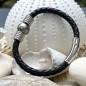 Maohiiri - Grey Tahitian Pearl Man Leather Bracelet