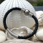 Maohiiri - Grey Tahitian Pearl Man Leather Bracelet