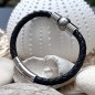Maohiiri - Grey Tahitian Pearl Man Leather Bracelet