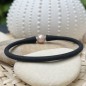 Pink freshwater pearl black bracelet