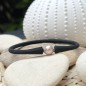 Pink freshwater pearl black bracelet