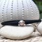 Pink freshwater pearl black bracelet