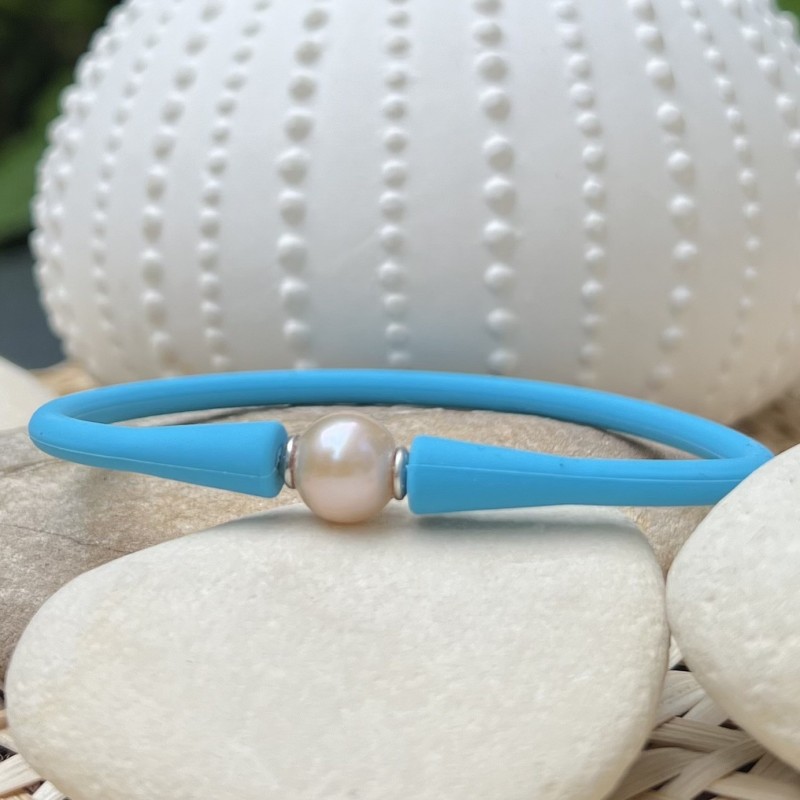 9,43mm Pink Freshwater Pearl Blue Bracelet