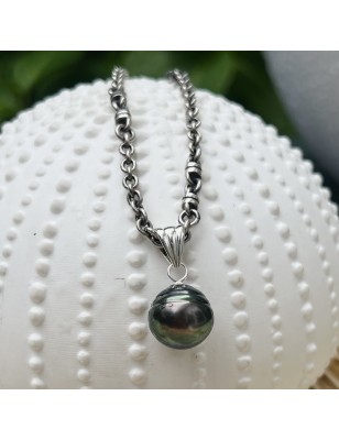 collier homme perle de Tahiti prix grosse perle noire