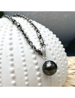 collier homme perle de Tahiti prix grosse perle noire
