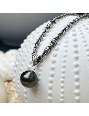 collier homme perle de Tahiti prix grosse perle noire