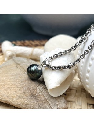 collier homme perle de Tahiti prix grosse perle noire