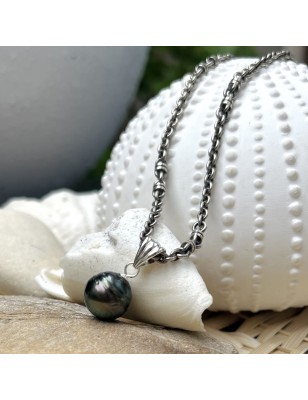 collier homme perle de Tahiti prix grosse perle noire