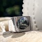 Tahitian Pearl Rhodium Silver Pearl Man Signet Ring
