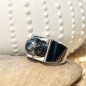 Tahitian Pearl Rhodium Silver Pearl Man Signet Ring