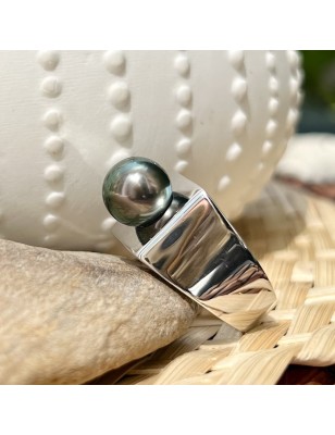 tahitian pearl men ring silver