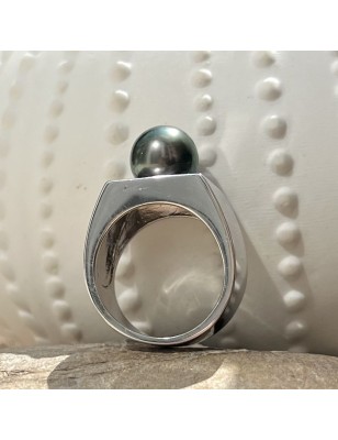 tahitian pearl men ring silver