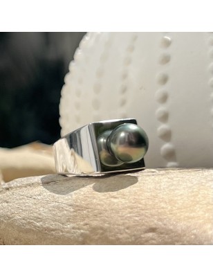 tahitian pearl men ring silver