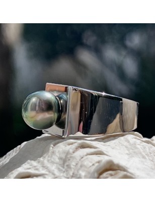 tahitian pearl men ring silver