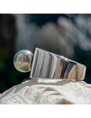 tahitian pearl men ring silver