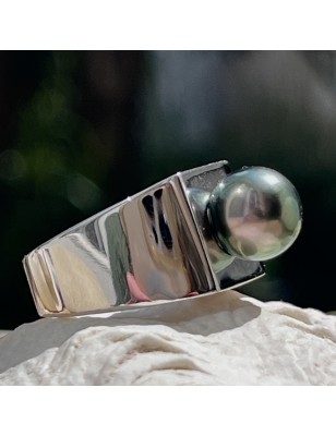 tahitian pearl men ring silver