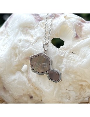 mother of pinctada pearl Tahiti map silver pendant price