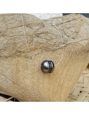 Collar solitario de perla de Tahití azul y rosa