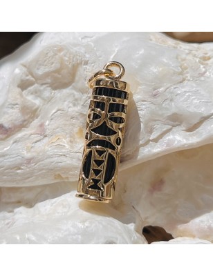 Harmonie - Pendentif Tiki - Plaqué Or - Onyx