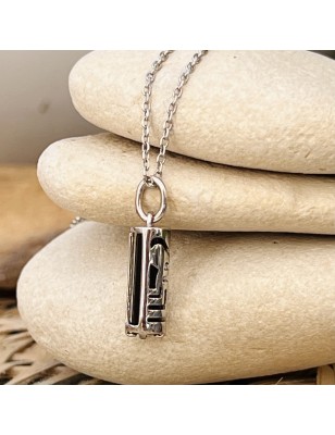 Abondance - Pendentif Tiki Argent Rhodié et Agate Noire