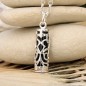 Strength - Onyx Rhodium Silver Tiki Pendant