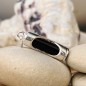 Strength - Onyx Rhodium Silver Tiki Pendant