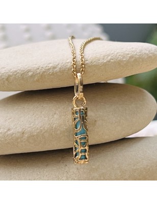 Wisdom - Tiki Pendant - Gold Plated - Blue Resin