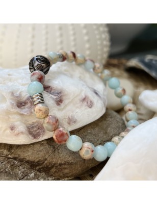 Engraving Tahitian Pearl and Jaspe Bracelet