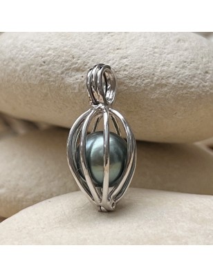 achat cage pour perle pendentif argent perle de culture de Tahiti prix