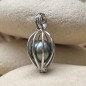Cage Pendant for Pearl - Rhodium Silver - Without Pearl