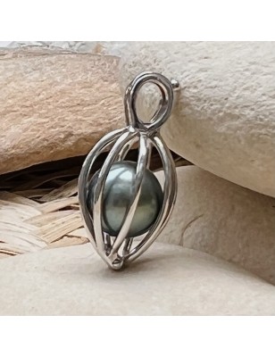 achat cage pour perle pendentif argent perle de culture de Tahiti prix