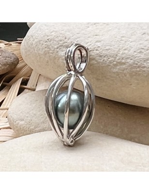 achat cage pour perle pendentif argent perle de culture de Tahiti prix