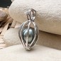 Cage Pendant for Pearl - Rhodium Silver - Without Pearl