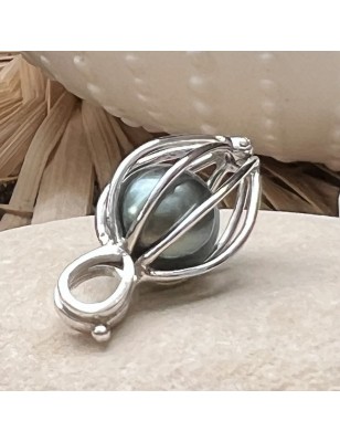 achat cage pour perle pendentif argent perle de culture de Tahiti prix