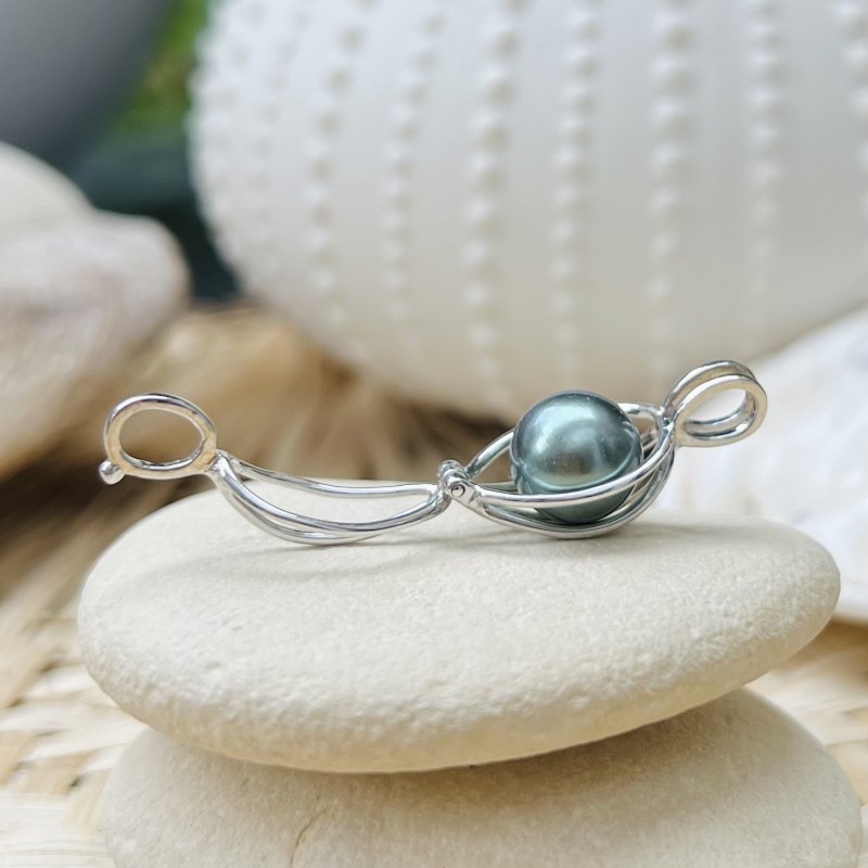 Käfiganhänger – rhodiniertes Silber – Verkauf ohne Perle