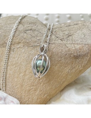 achat cage pour perle pendentif argent perle de culture de Tahiti prix