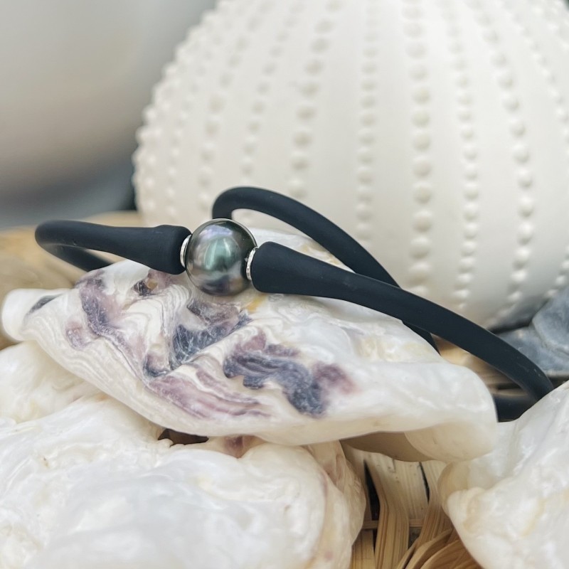 Collar de perlas de Tahití para hombre, color azul y rosa, 11 mm