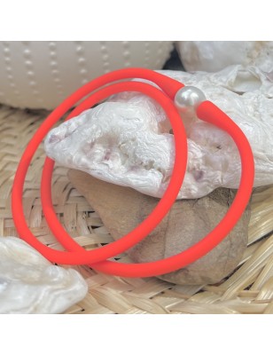 Tea - Collier Homme Perle d'Eau Douce - Rubber Corail