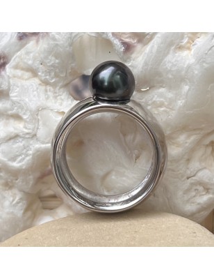 acheter bague homme perle noire de culture de Tahiti prix