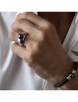 Real Black Pearl Ring - Rhodium Silver - Size 9.50