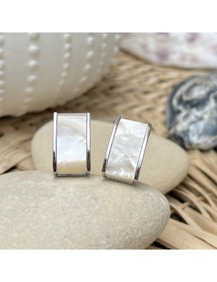 Gemelli in Argento Rodio Madreperla Bianca