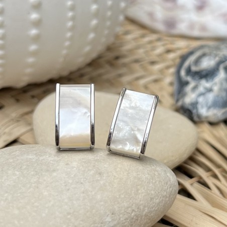 White Freshwater Rhodium Silver Cufflinks