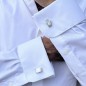 Boutons de Manchette Argent Rhodié Nacre Blanche