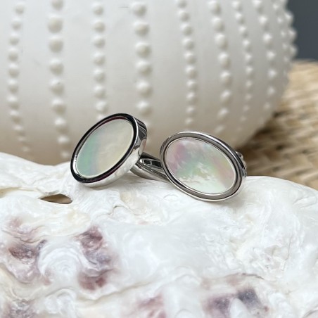 Boutons de Manchette Nacre Blanche