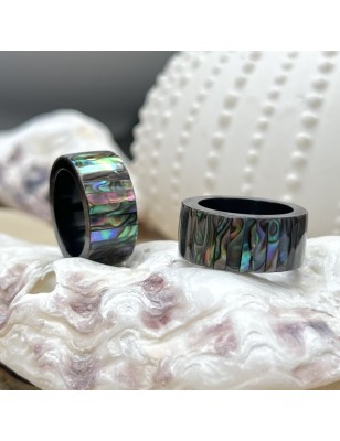 achat bague tahitienne nacre d'ormeau colorée prix