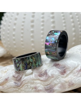 achat bague tahitienne nacre d'ormeau colorée prix